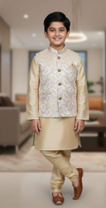Full length view of boy wearing traditional ethnic sherwani attire for festivals
