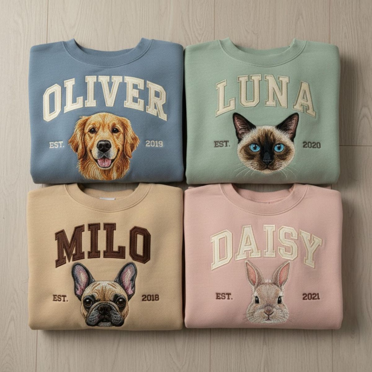 Custom Pet Portrait Casual Tees & Sweatshirts - Personalised with Your Pet's Name
